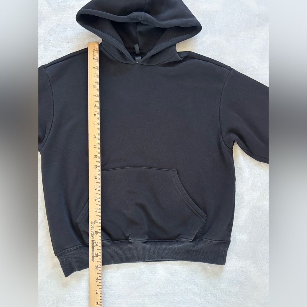 SKIMS Black Cotton Fleece Boxy Pullover Hoodie - Size S - Picture 4 of 8